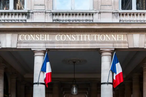 French Constitutional Council (Conseil Constitutionnel) in the Palais Royal, near Louvre, Colonnes de Burren - Paris, France