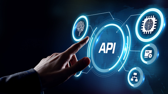 API - Interfaz de programación de aplicaciones. Herramienta de desarrollo de software. Concepto de negocios, tecnología moderna, Internet y redes. photo