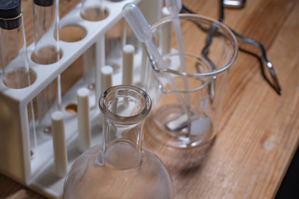 istock Experiment laboratory chemical glass containers 1307311901