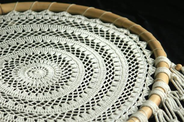 istock This art macrame craft made of crocheted rope for interior home decoration. 1307313153