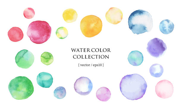istock Collection of 21 types watercolor round materials. Large and small dots, Analog, paper texture (vector) 1307316089