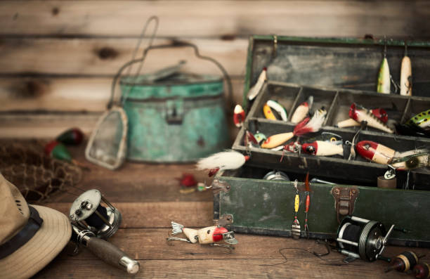 istock Vintage Fishing Tackle Background 1307316294