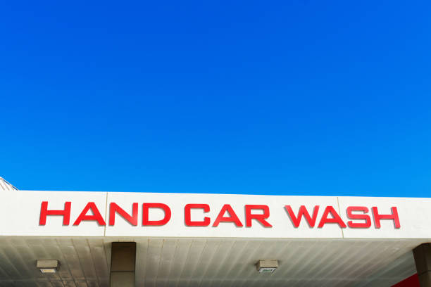 istock Hand Car Wash sign on canopy structure 1307321819