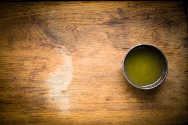 Green tea - gyokuro - served in a traditional tea bowl
