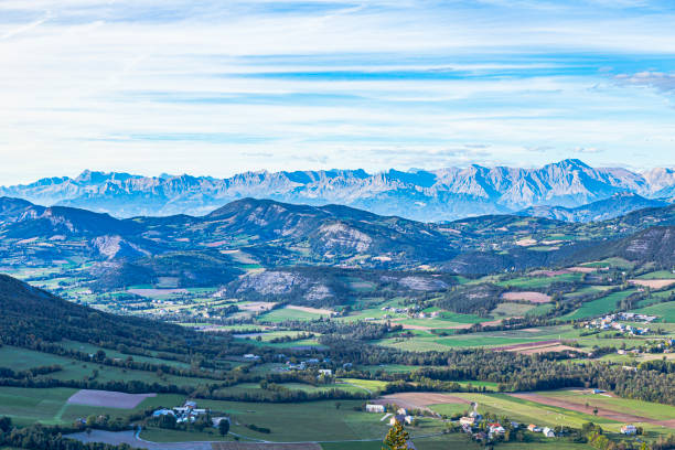 skyline of Seyne les Alpes in the french Region provence des haut alpes