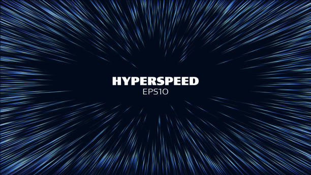 hyperspeed-vektorhintergrund. hyper-speed-hyperspace-sternreisen. warp geschwindigkeit licht futuristischen hintergrund. - verzerrtes bild stock-grafiken, -clipart, -cartoons und -symbole