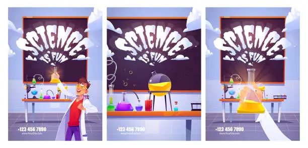 Vector illustration of Science lab posters for study and experiments