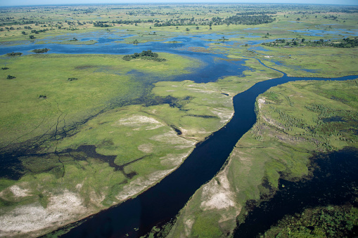 Okavango Delta photographed from helicopter