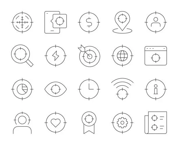Vector illustration of Target Concept - Thin Line Icons