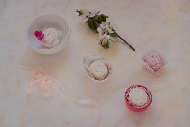 istock Marshmallows on a festive spring card with a copy space 1307344999