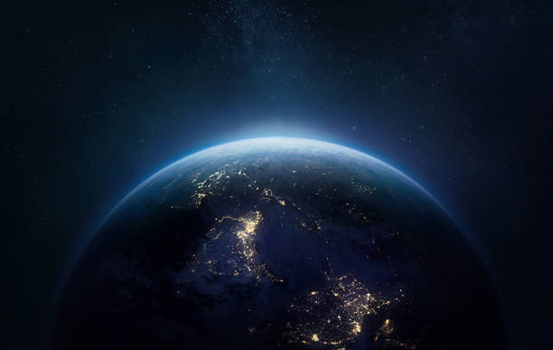 istock Nightly Earth planet in outer space. City lights on planet. Life of people. Solar system element. Elements of this image furnished by NASA 1307350850