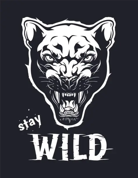 Vector illustration of Stay wild panther illustration
