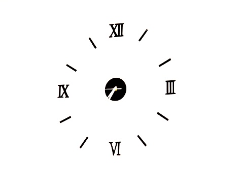 image of white wall clock with roman numbers isolated,time concept.