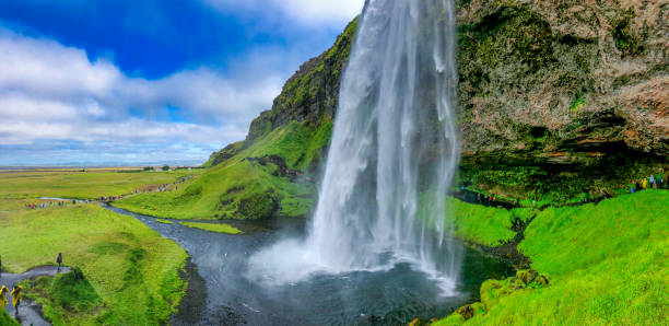 istock Seljalandfoss waterfalls in summer season, panoramic view 1307359058