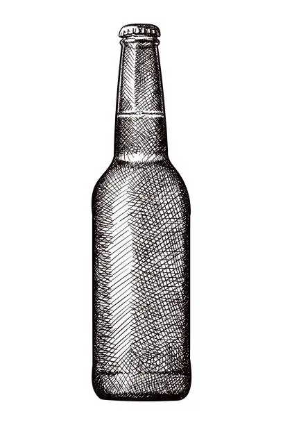 Vector illustration of Vector drawing of a beer bottle