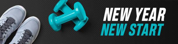 istock Motivational fitness header - New Year new start 1307362746
