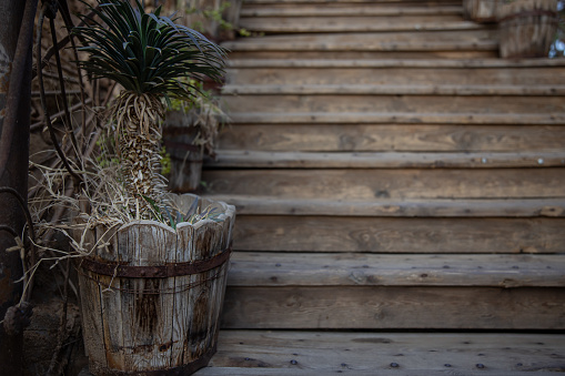 Curve staircase, traditional architecture in Lanzarote, Canary islands, Spain.