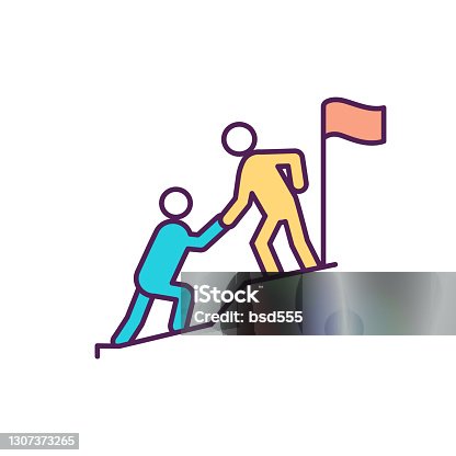 istock Partnership in workplace RGB color icon 1307373265