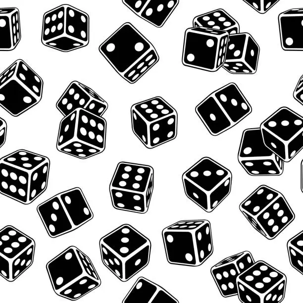 Vector illustration of seamless black dice isolated on white