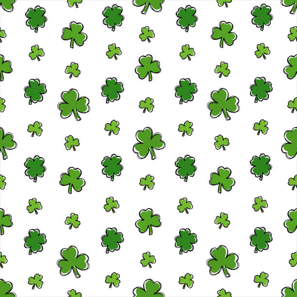 ilustrações de stock, clip art, desenhos animados e ícones de shamrock st'patrick holiday seamless pattern - textile backgrounds irish culture decoration