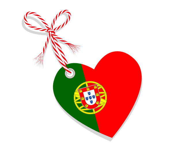 illustrations, cliparts, dessins animés et icônes de drapeau comme un cœur « i love portugal » avec une corde, illustration vectorielle isolée sur fond blanc - portuguese culture portugal flag coat of arms