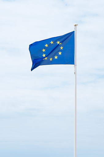 A European flag that flies at the top of a mast