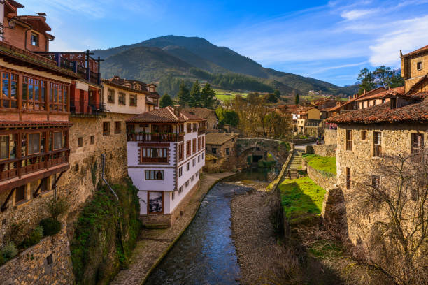 Village of Potes peaceful mountain village in the Peaks of Europe , Cantabria Spain cantabria stock pictures, royalty-free photos & images
