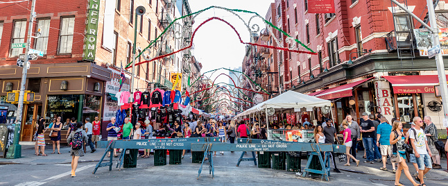 New York, USA - Sept 18th, 2015: Little Italy on Mulberry St. during the Feast Of San Gennaro. New York City's longest-running religious outdoor festival.