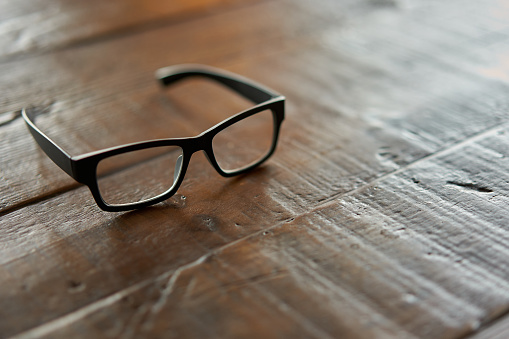 Glasses placed on a wood table