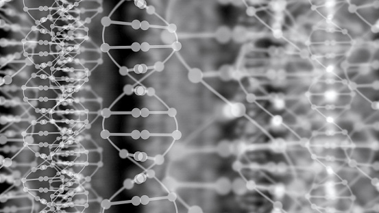 Models of a DNA strand with shallow depth of field.