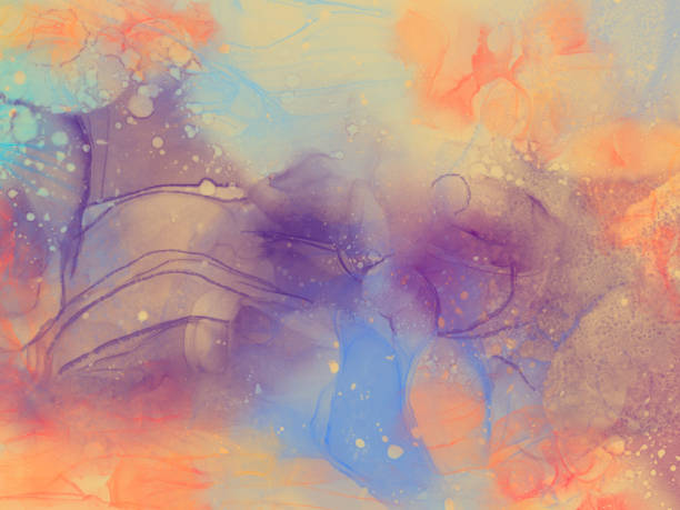 istock Gorgeous abstract colorful digital alcohol ink style pattern and texture with gold metallic thread for use as wallpaper or background 1307389815