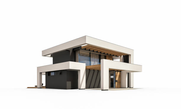 istock 3d rendering of modern cozy house in luxurious style isolated on white 1307391796