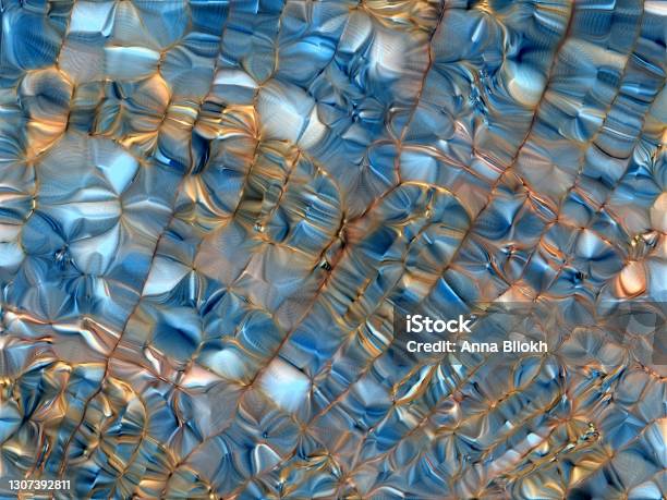 Pearl Abstract Seashell Crystal Mineral Texture Abalone Light Blue Gold White Quartz Stone Pastel Pattern Iridescent Fish Scale Background Multilayered Effect Distorted Fractal Fine Art Stock Photo - Download Image Now