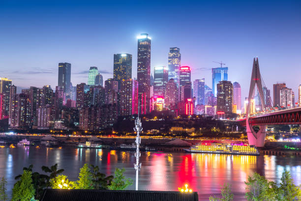 Prosperous night scene of Chongqing CBD New District Prosperous night scene of Chongqing CBD New District chongqing stock pictures, royalty-free photos & images