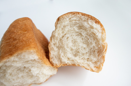 Allergy sign on white bread rolls, allergic gluten intolerance and diet concept