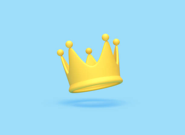 istock Cartoon yellow crown on blue background. Success concept 1307400044