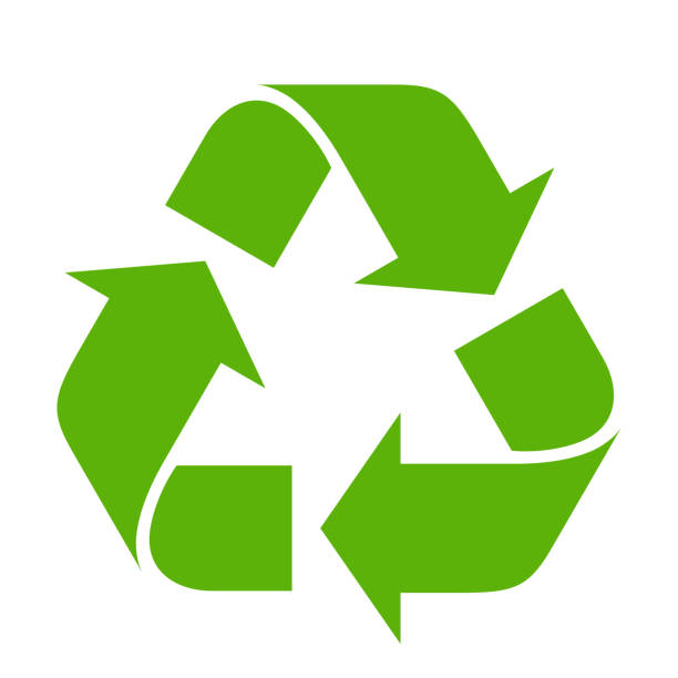 recycling-symbol auf weißem hintergrund - recyclingsymbol stock-grafiken, -clipart, -cartoons und -symbole