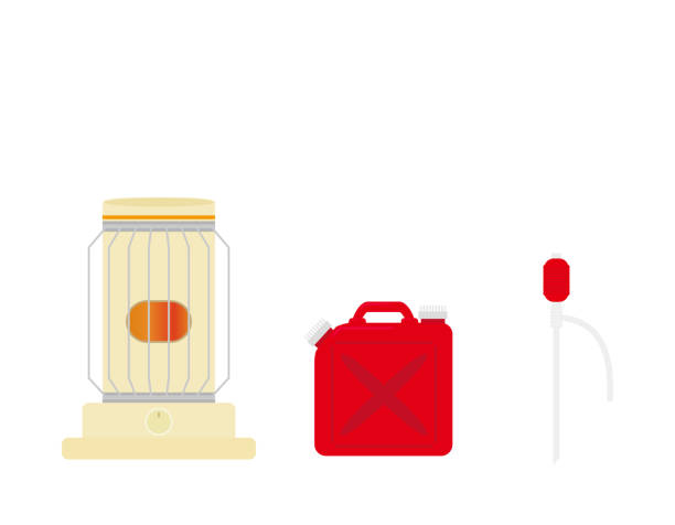 ilustrações de stock, clip art, desenhos animados e ícones de vector illustration of kerosene heater and plastic tank. - kerosene