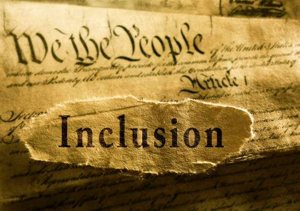 Inclusion message on We The People text of the US Constitution Inclusion message on We The People text of the United States Constitution civil rights stock pictures, royalty-free photos & images