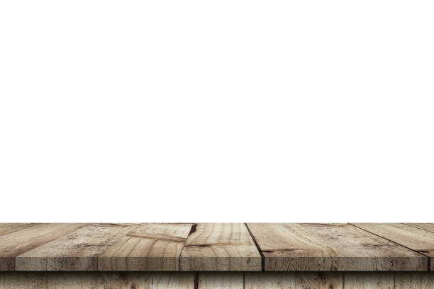 istock Empty wood table on isolate white background and display montage with copy space for product. 1307407624
