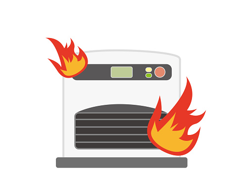 A fire caused by a fire from an oil stove. Vector illustration.