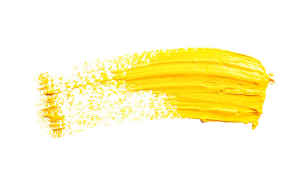 istock Yellow paint splatter isolated on white background 1307408085
