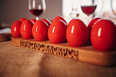 Easter eggs on dining table