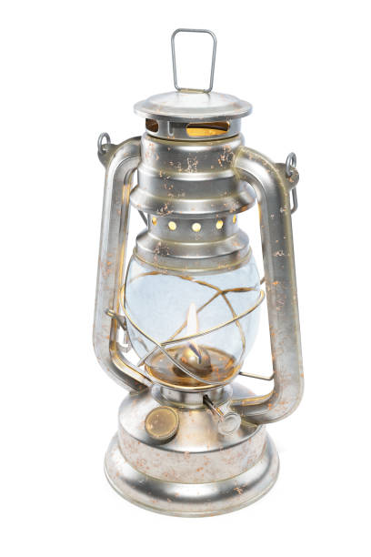 istock Old kerosene lamp with flam rendere isolated on white background 3d 1307412373