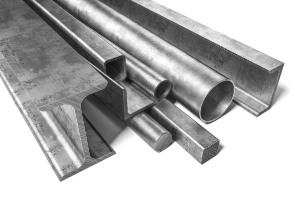 istock Group of metal production. 3D render on white background 1307412401