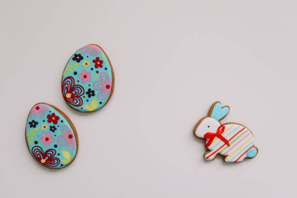 istock Gingerbread in shape of easter bunny, bird and easter eggs 1307414920