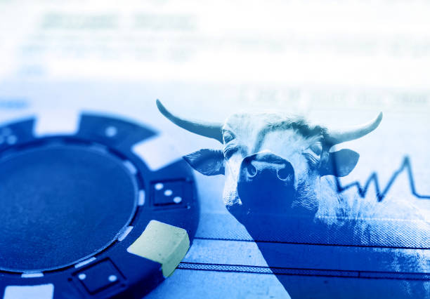 Blue chip and bull with stock market graph