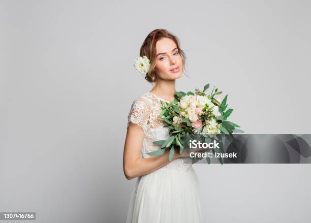 Portrait Of Beautiful Bride Stock Photo - Download Image Now - Luxury, Women, Adult