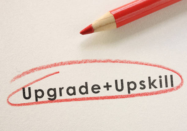 istock Upgrade and Upskill text circled in red pencil 1307416882