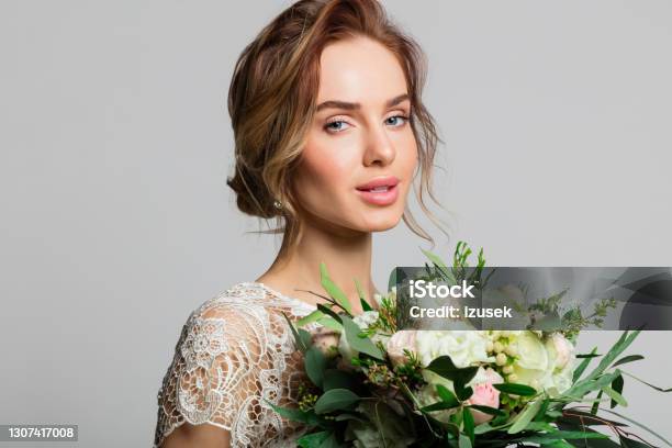Portrait Of Beautiful Bride Stock Photo - Download Image Now - Bride, Human Face, Blond Hair